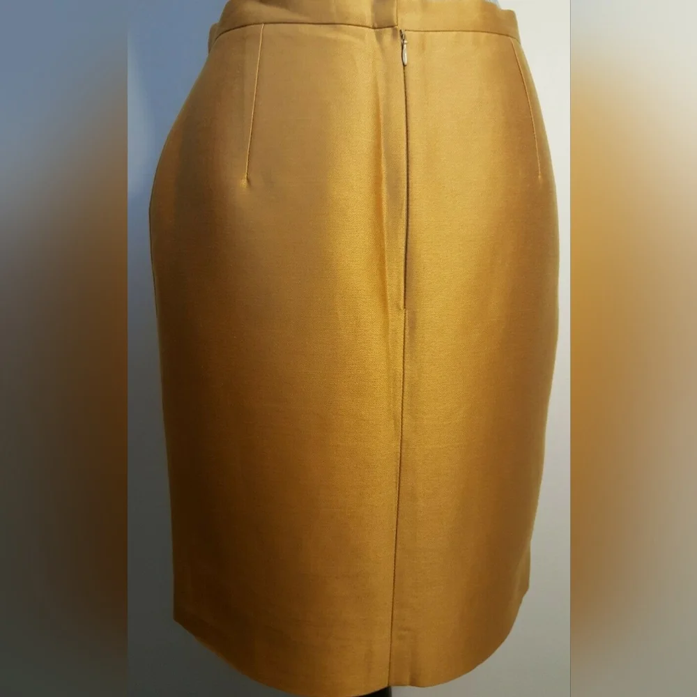 $1,990 OSCAR DE LA RENTA AVANT GARDE GOLD SILK LINED RUNW SKIRT US 8 - Picture 5 of 13